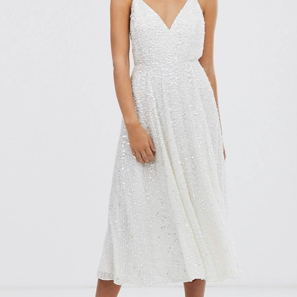 White ASOS sequin/beaded dress